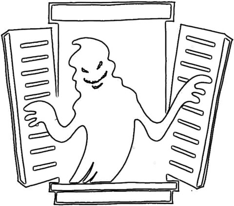 Ghost In The Window Coloring Page